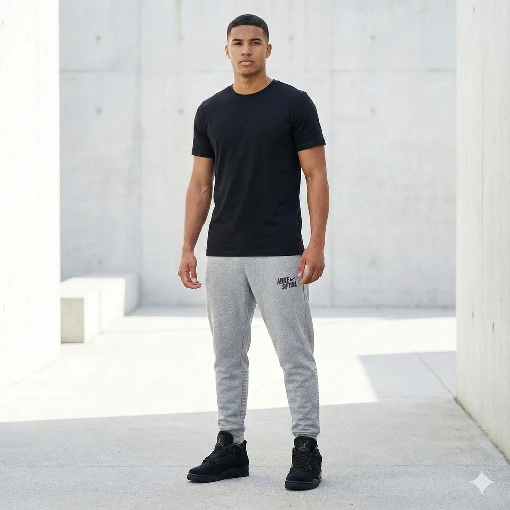 Nike Dri-Fit Sweatpants Men's Medium Gray Tapered Gym Training Athletic Warm‎ Up